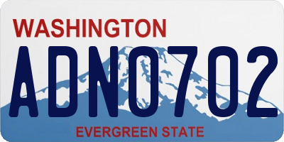 WA license plate ADN0702