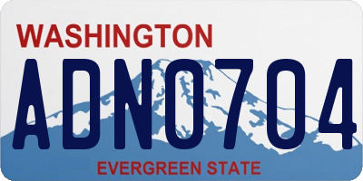 WA license plate ADN0704