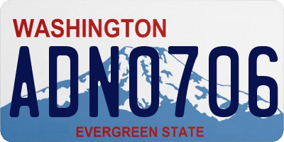 WA license plate ADN0706