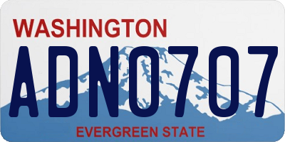 WA license plate ADN0707