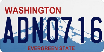 WA license plate ADN0716