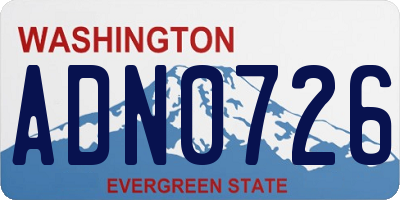 WA license plate ADN0726