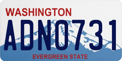WA license plate ADN0731