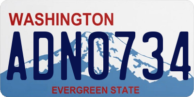 WA license plate ADN0734