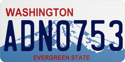 WA license plate ADN0753