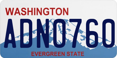 WA license plate ADN0760