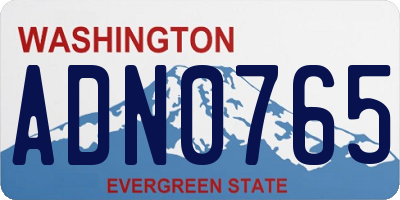 WA license plate ADN0765