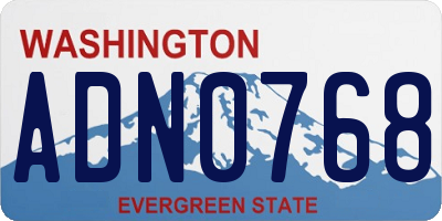 WA license plate ADN0768