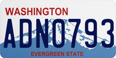 WA license plate ADN0793