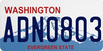WA license plate ADN0803