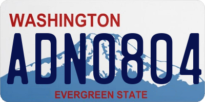 WA license plate ADN0804