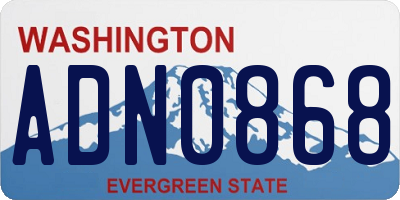 WA license plate ADN0868