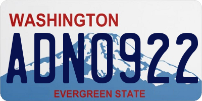 WA license plate ADN0922