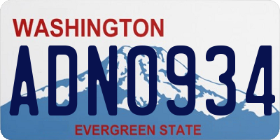 WA license plate ADN0934