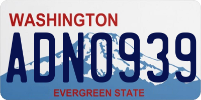 WA license plate ADN0939