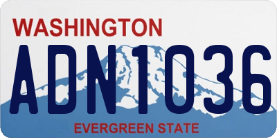 WA license plate ADN1036