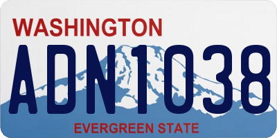 WA license plate ADN1038