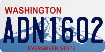 WA license plate ADN1602