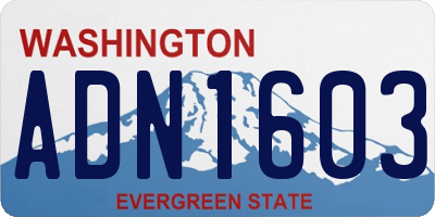 WA license plate ADN1603