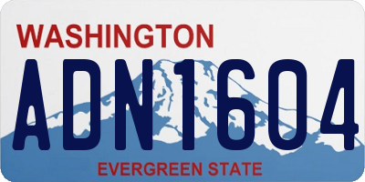 WA license plate ADN1604