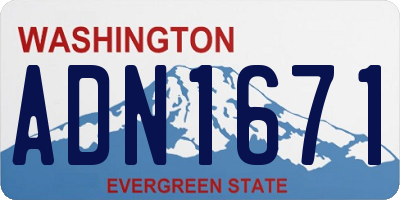 WA license plate ADN1671