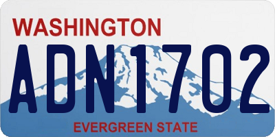 WA license plate ADN1702