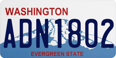 WA license plate ADN1802