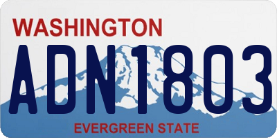 WA license plate ADN1803