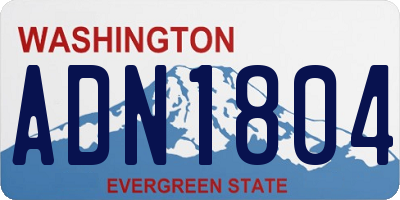 WA license plate ADN1804