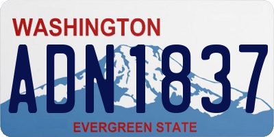 WA license plate ADN1837