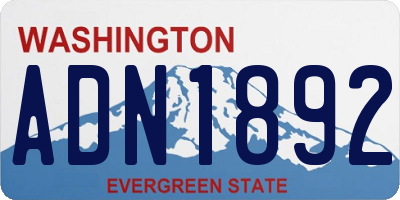 WA license plate ADN1892