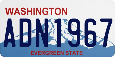 WA license plate ADN1967