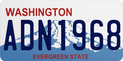WA license plate ADN1968