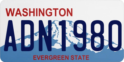 WA license plate ADN1980