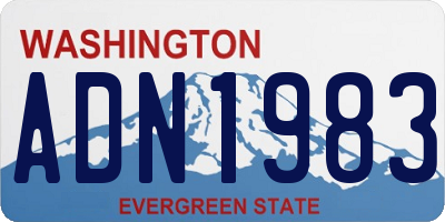 WA license plate ADN1983