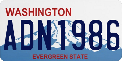 WA license plate ADN1986
