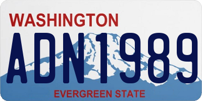 WA license plate ADN1989