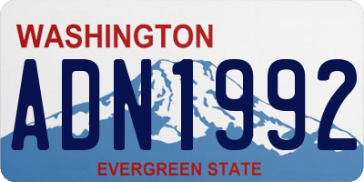 WA license plate ADN1992