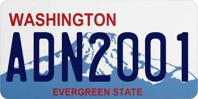 WA license plate ADN2001