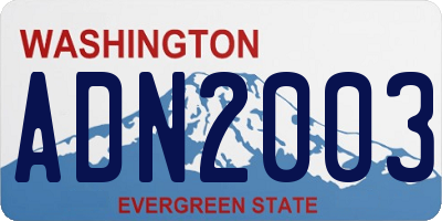 WA license plate ADN2003