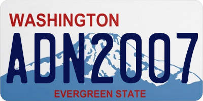 WA license plate ADN2007