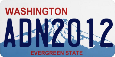 WA license plate ADN2012