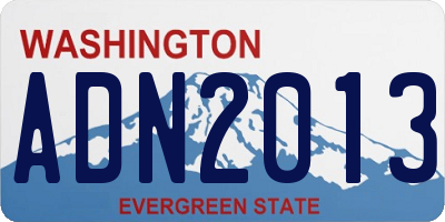 WA license plate ADN2013