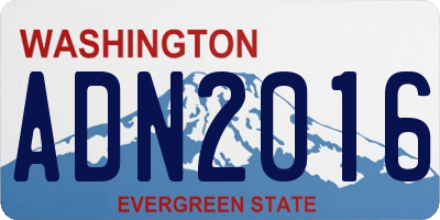 WA license plate ADN2016