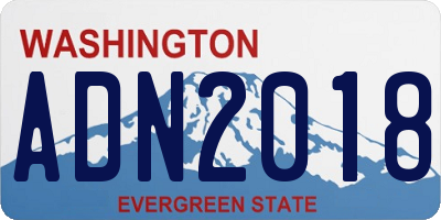 WA license plate ADN2018