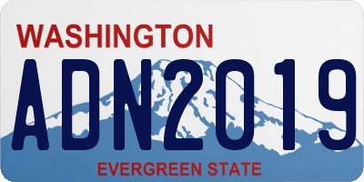 WA license plate ADN2019