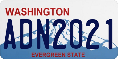 WA license plate ADN2021