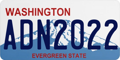 WA license plate ADN2022