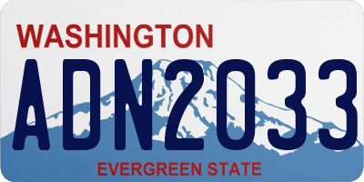 WA license plate ADN2033