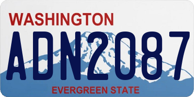 WA license plate ADN2087